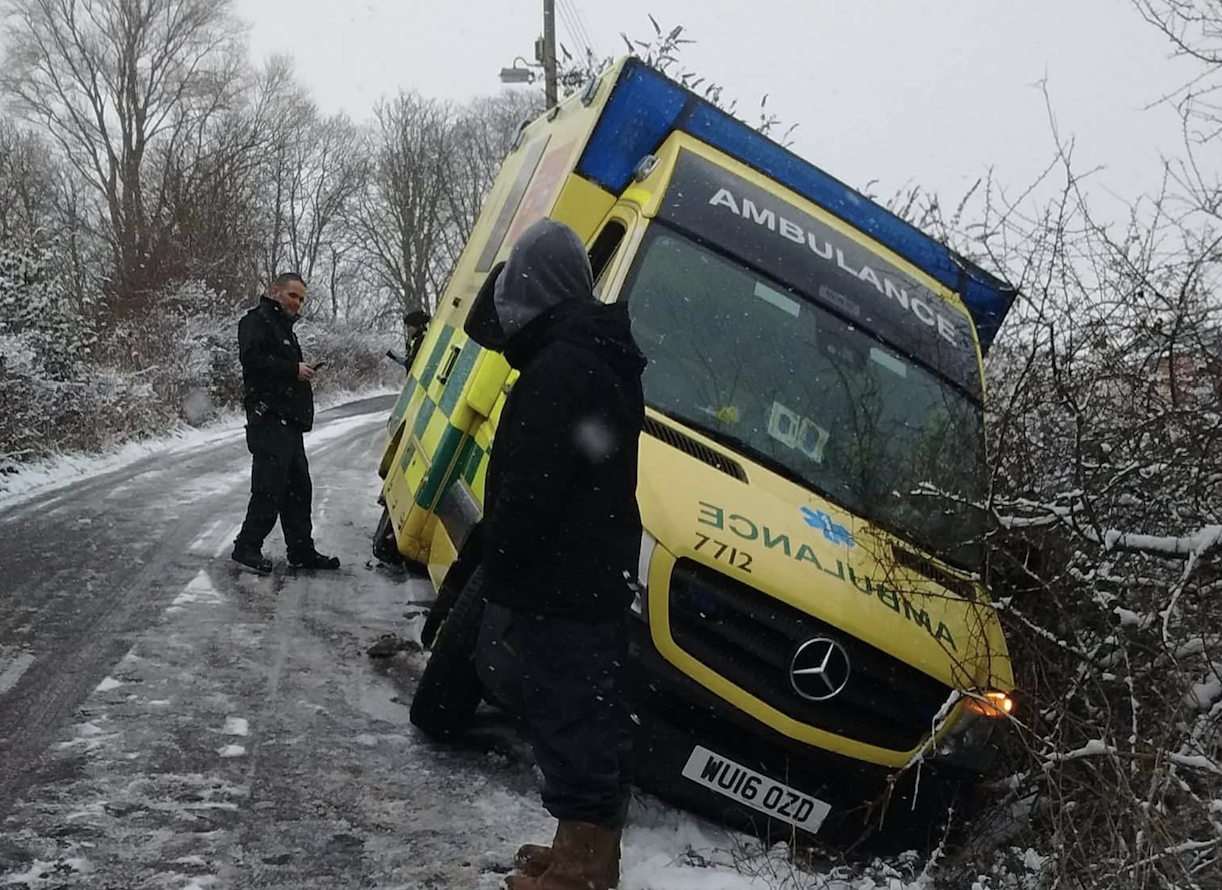 ambulance crashes speeding collision wiltshire melksham hedgerow avoid 1k wiltshire999s