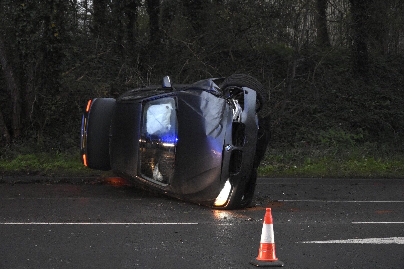 Lucky escape for driver of BMW after car overturns on Cricklade Road in