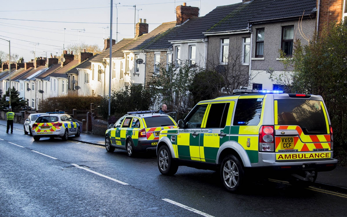 Emergency services called as ambulance collides with lamppost in Swindon