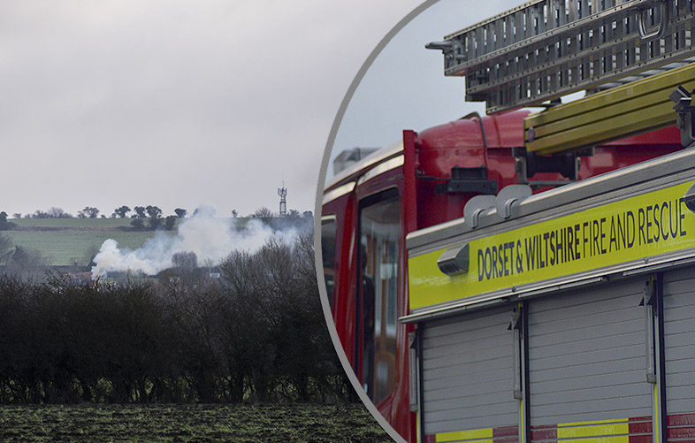 Four fire engines race to huge fire near Swindon discovering a bonfire