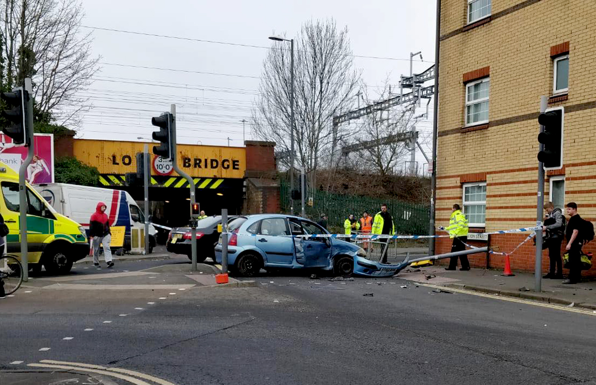 Crash involving cars and pedestrians closes Swindon town centre road