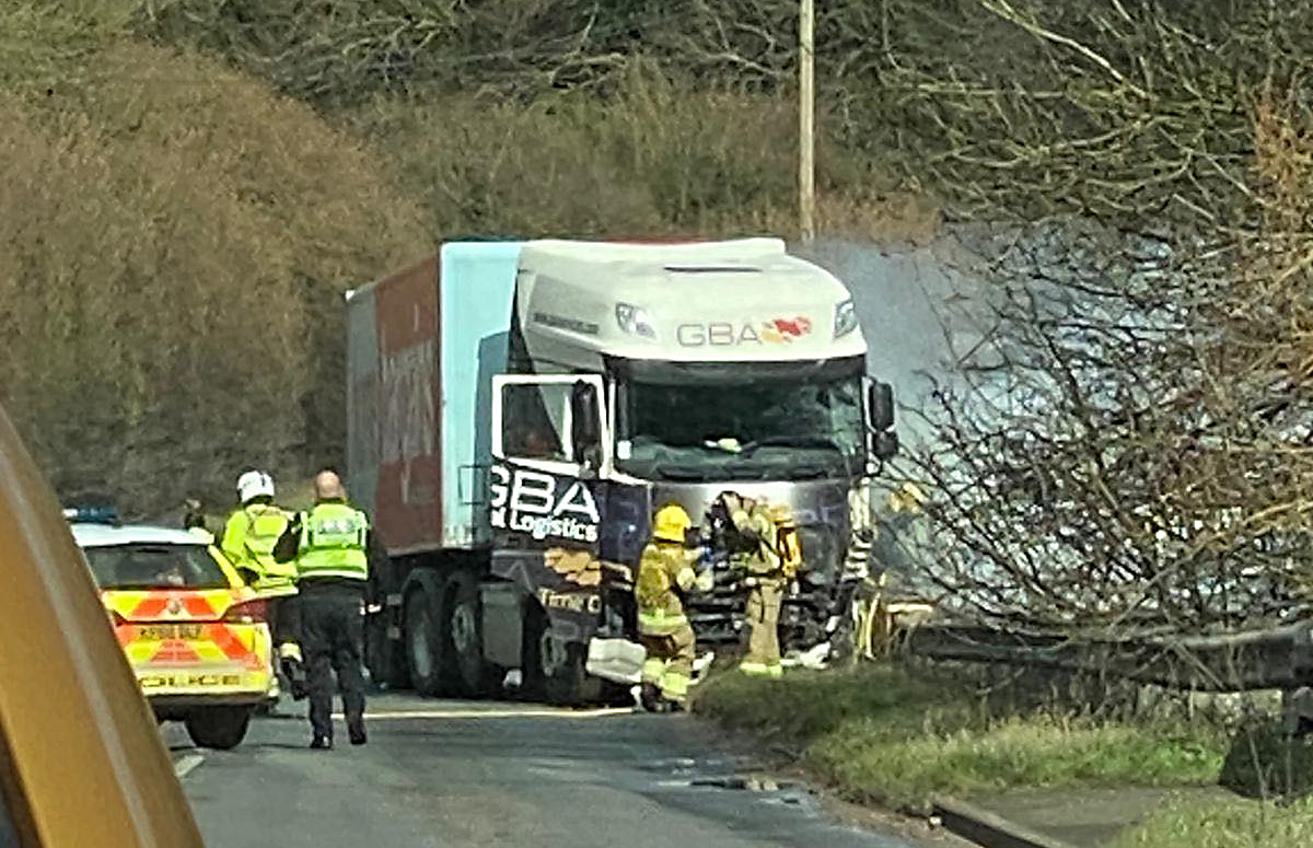 Driver dies as car bursts into flames after crash with lorry near ...