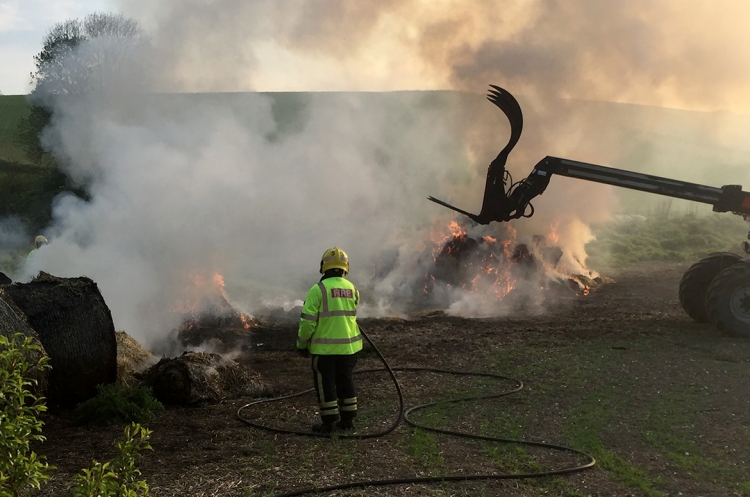 Firefighters battle second hay blaze in two days in Wiltshire village