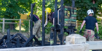 Police investigation launched after suspected arson attack destroys play area
