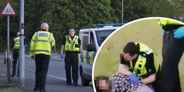 Police forced to try and stop man filming neighbour being sectioned in street