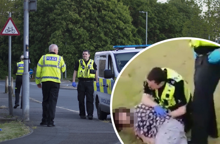 Police forced to try and stop man filming neighbour being sectioned in street
