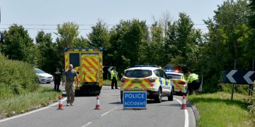 Cyclists collide with each other on sharp bend on country road in Trowbridge