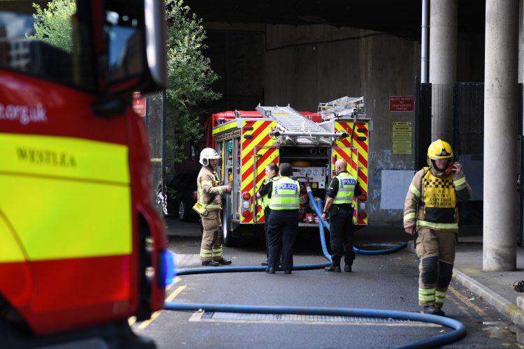 Firefighters battle skip blaze in Wyvern Theatre’s private car park