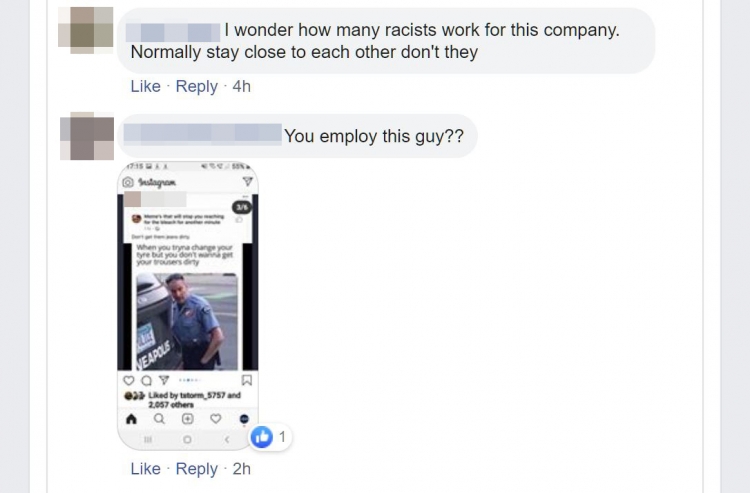Firm takes ‘immediate action’ against worker who shared racist Facebook post