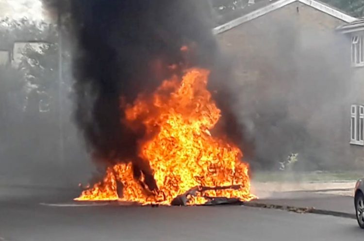 Melksham road cordoned off by police after car destroyed in blaze