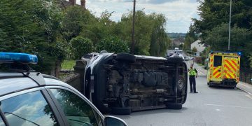 Royal Wootton Bassett road closed as van hits wall and overturns