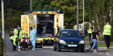 Swindon road closed in both directions as paramedics treat injured moped rider