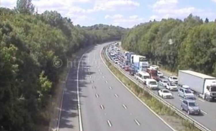 M4 closed eastbound at Newbury due to serious road traffic collision
