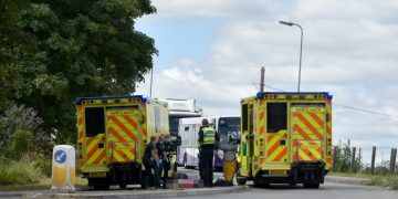 Casualty treated in road after falling off moped outside Melksham train station
