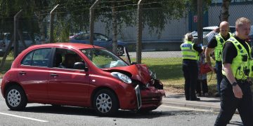 Road partially blocked in Trowbridge after crash involving car and taxi