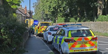 Two air ambulance teams treat builder after wall falls on them in Seend