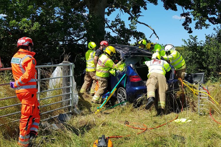 Road closed after woman suffers suspected serious injuries in A338 crash