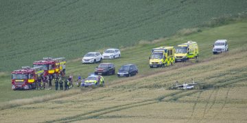 Air ambulance medics treat one casualty after plane crashes into field