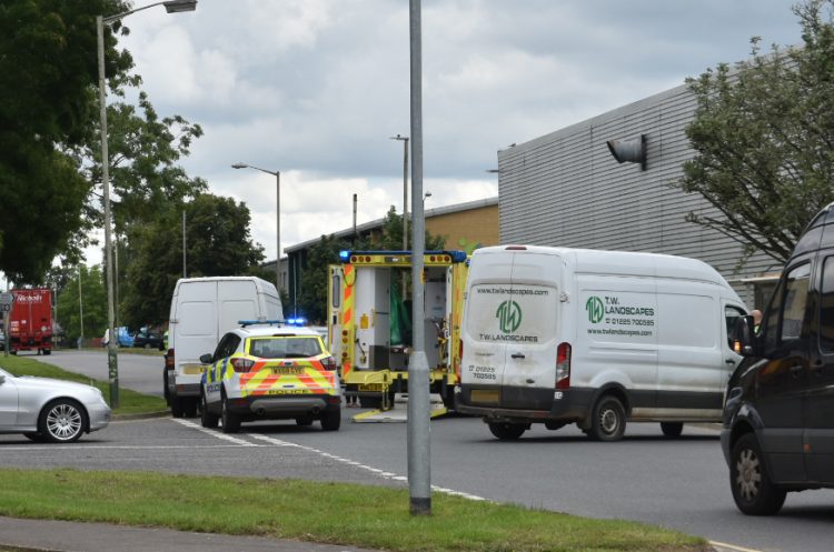 Road on Melksham industrial estate closed after van and cyclist collide