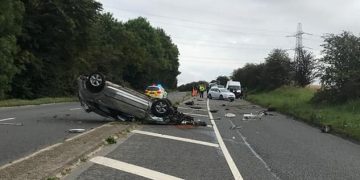 Road closed in both directions as car overturns in crash on A361 in Devizes