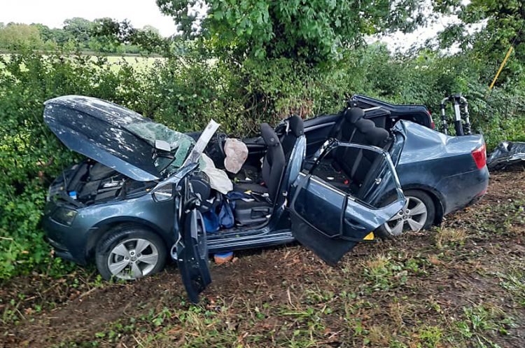 Firefighters free man trapped in car after crash with tree near Minety