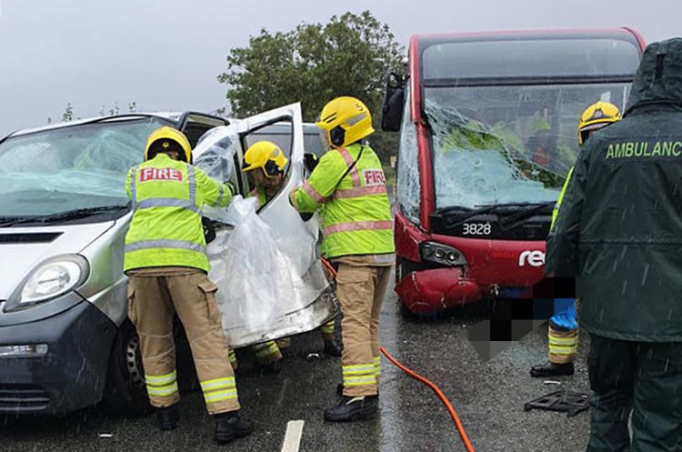Woman trapped in van after collision with Salisbury Reds bus near Pewsey