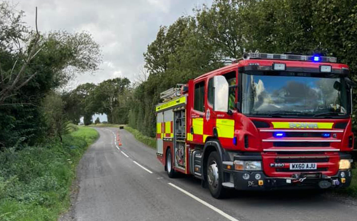 Two fire crews extinguish blaze in the open off A338 near Burbage