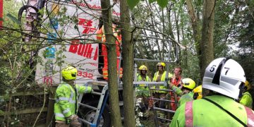 Woman injured after lorry leaves M4 carriageway and careers down embankment