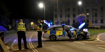 Police plane circles Chippenham after town centre crash involving police car