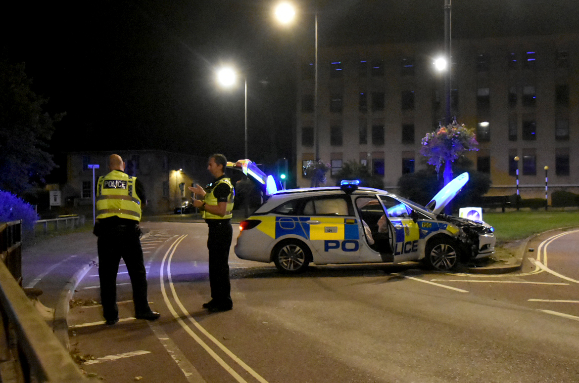Police plane circles Chippenham after town centre crash involving