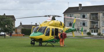 Wiltshire Air Ambulance lands in Rudloe for serious medical emergency