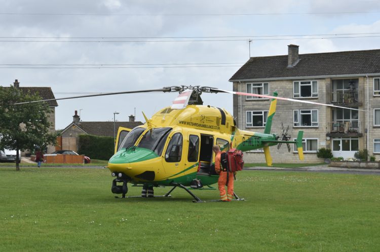 Wiltshire Air Ambulance lands in Rudloe for serious medical emergency