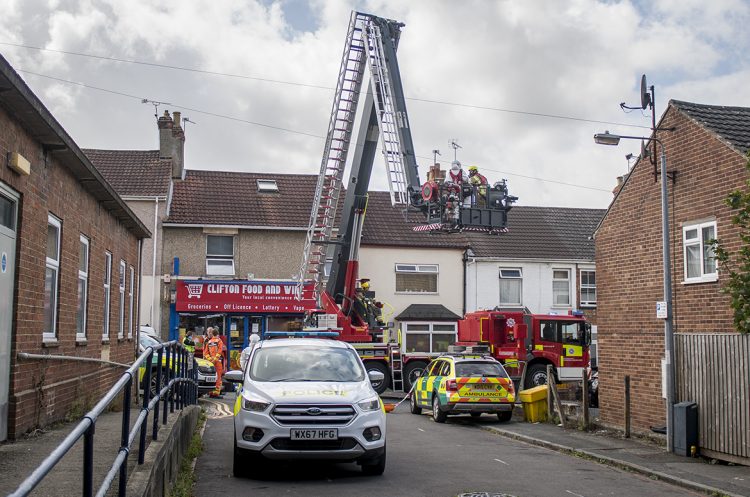 Huge emergency services response to man in cardiac arrest on roof in Swindon