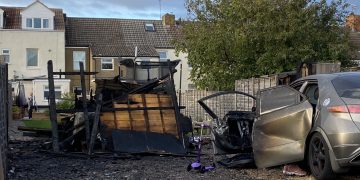 Out of control garden bonfire spreads destroying car and shed in Swindon