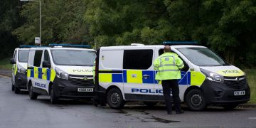Police attend illegal traveller encampment as bailiffs arrive to evict them