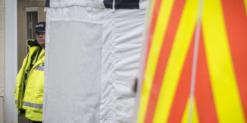 Forensic tent erected in garden of house as part of “ongoing investigation”