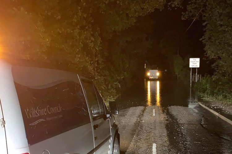 Storm Alex: Road near Devizes closed due to vehicle stuck in flood water