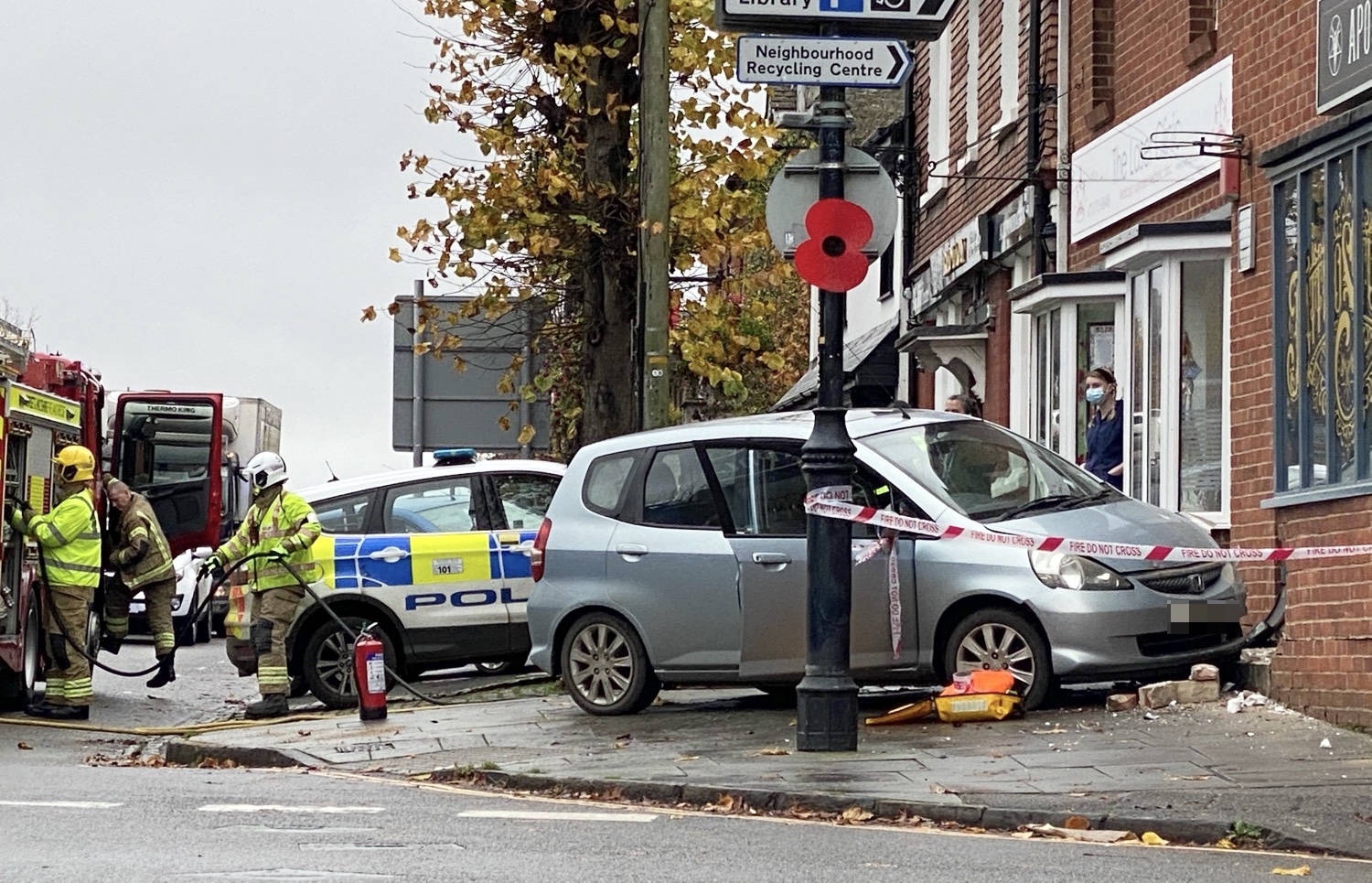 Main road gridlocked after car crashes into Royal Wootton Bassett shop