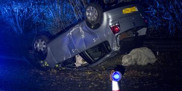 Car overturns in single-vehicle crash on blind bend on A420 near Chippenham