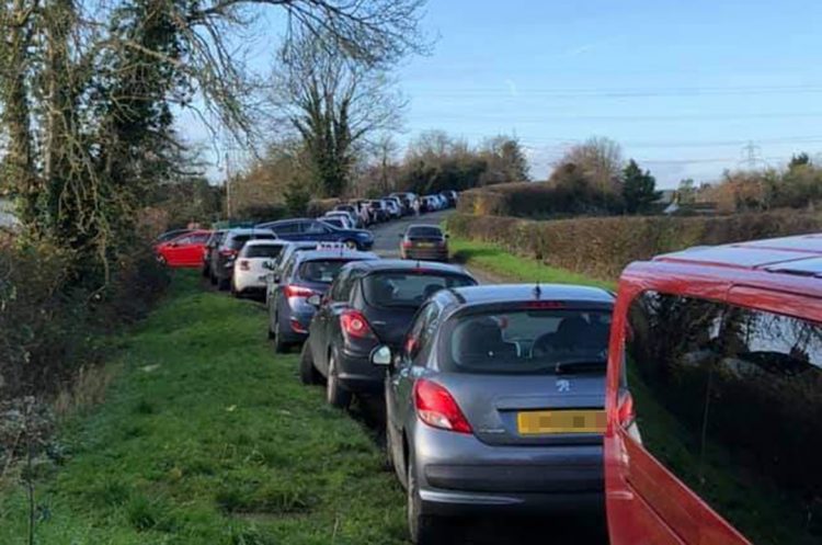 Vehicles parked along Corsham Road as families day-trip to Whitehall Garden Centre (by Nick Bolter)