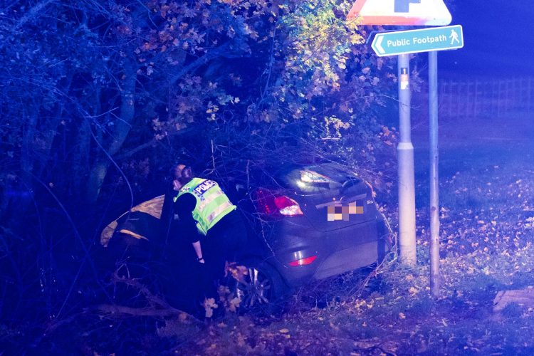 Two injured as car leaves main road and collides with trees in Calne