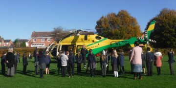 Dozens of schoolchildren get impromptu up-close look at Wiltshire Air Ambulance