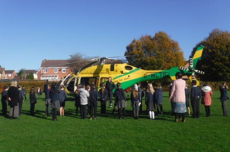 Dozens of schoolchildren get impromptu up-close look at Wiltshire Air Ambulance