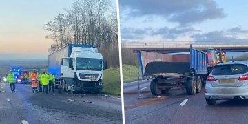 Farmer thrown through window of cab after being rear-ended by lorry on A419