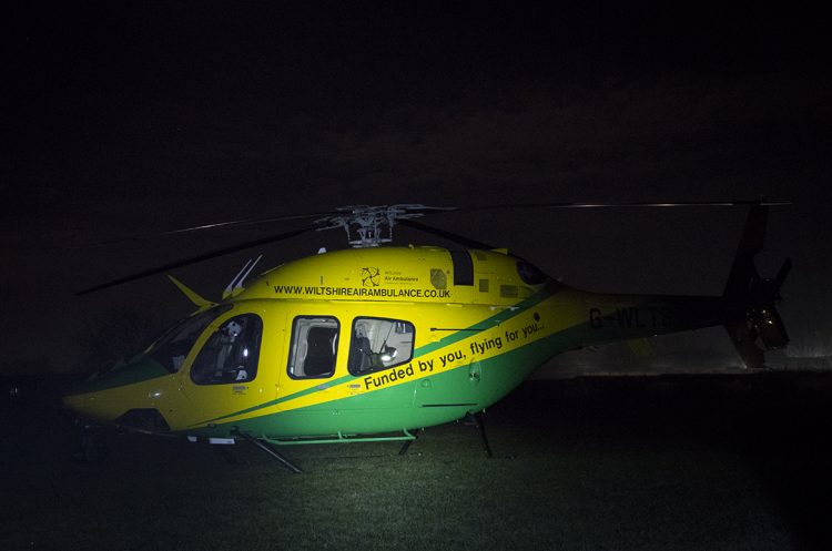 Air ambulance lands for crash involving overturned car near Royal Wootton Bassett