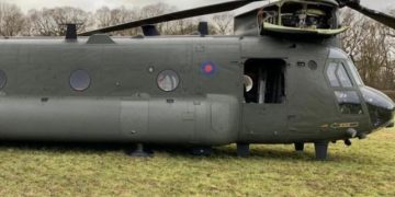 Sticky situation: Chinook stuck in mud after emergency landing in Oxfordshire
