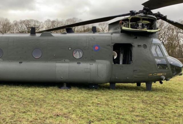 Sticky situation: Chinook stuck in mud after emergency landing in Oxfordshire