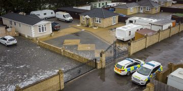 Crime scene in place after five men arrested in serious incident on traveller site
