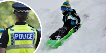 Wiltshire Police disperse hundreds of people sledging at country park in Swindon