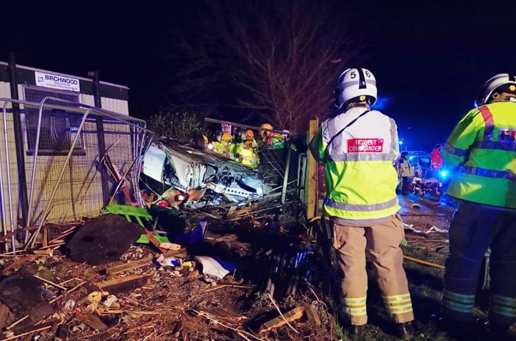 Emergency services work to free casualty from wreckage in Royal Wootton Bassett